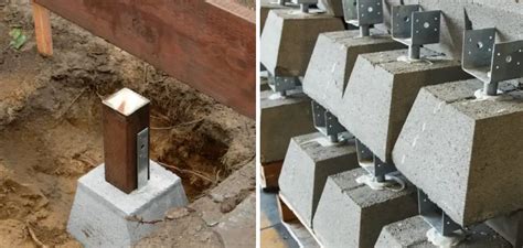 using concrete pier block with metal bracket foundation|concrete piers for 4x4 post.